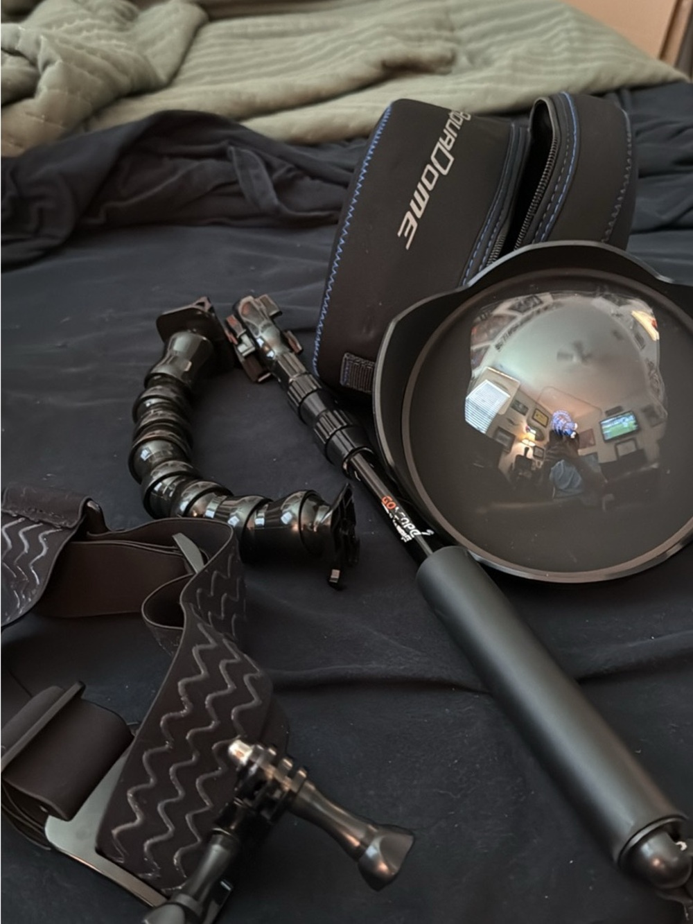 Black Underwater Dome Port Kit with Chest Mount, Pole and Extender